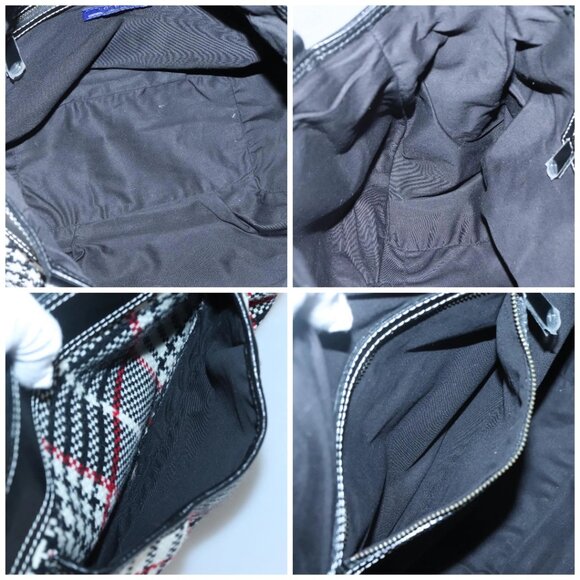 BURBERRY Nova Check Blue Label Hand Bag Wool Black - Picture 14 of 15